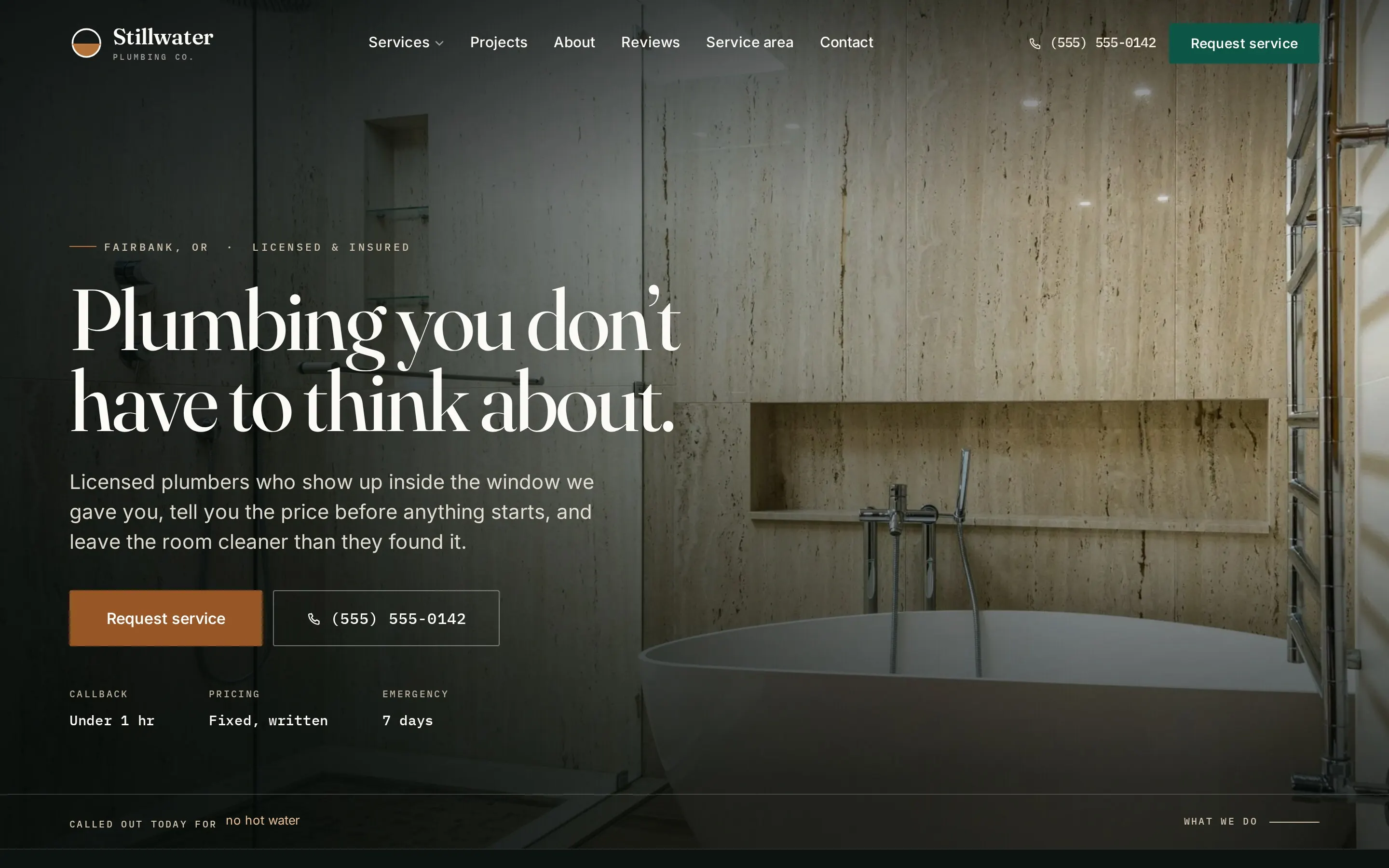 Stillwater Plumbing Co. — desktop homepage